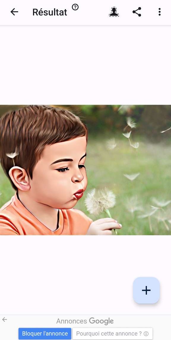 Après Application de l'effet Cartoon avec ToonMe