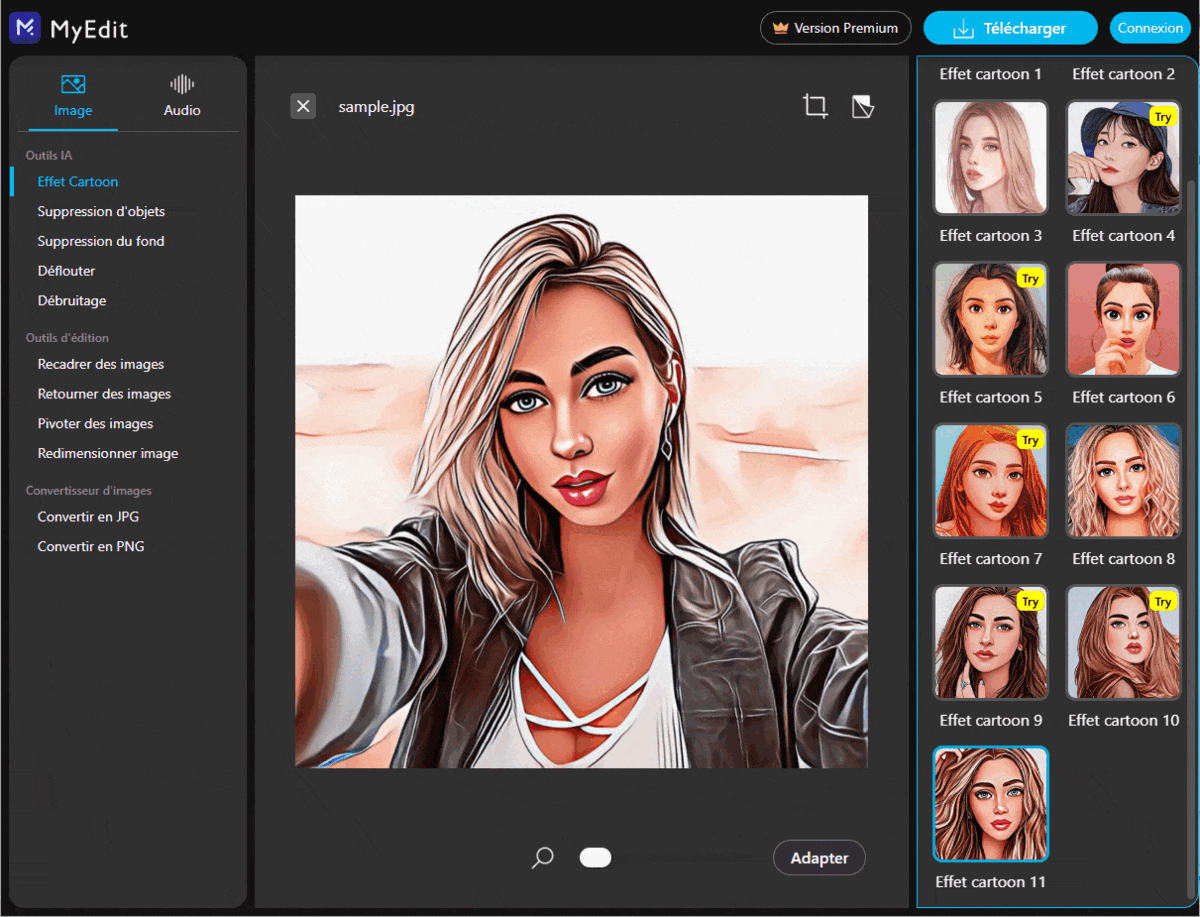 Outil de création de photo cartoon en ligne - MyEdit