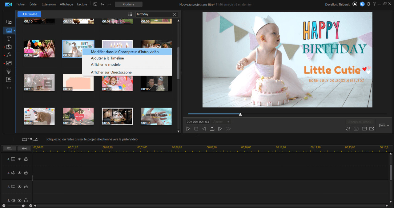 choisir son modele video d'anniversaire