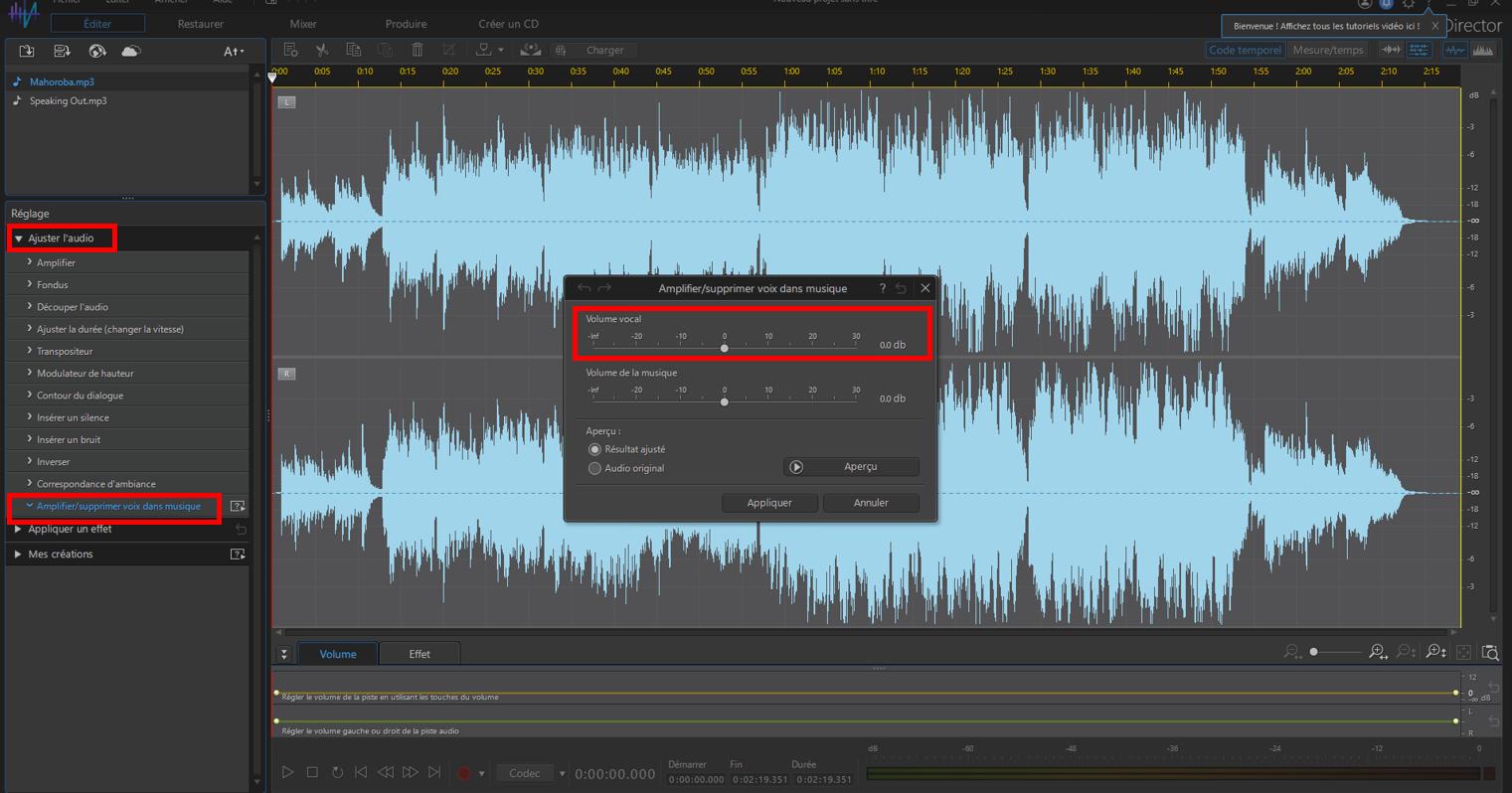 Vocal Removal in AudioDirector