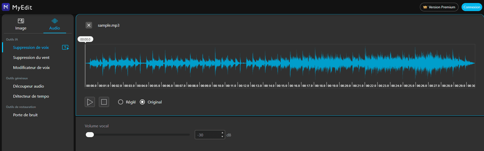 MyEdit Audio Interface - utiliser le vocal remover