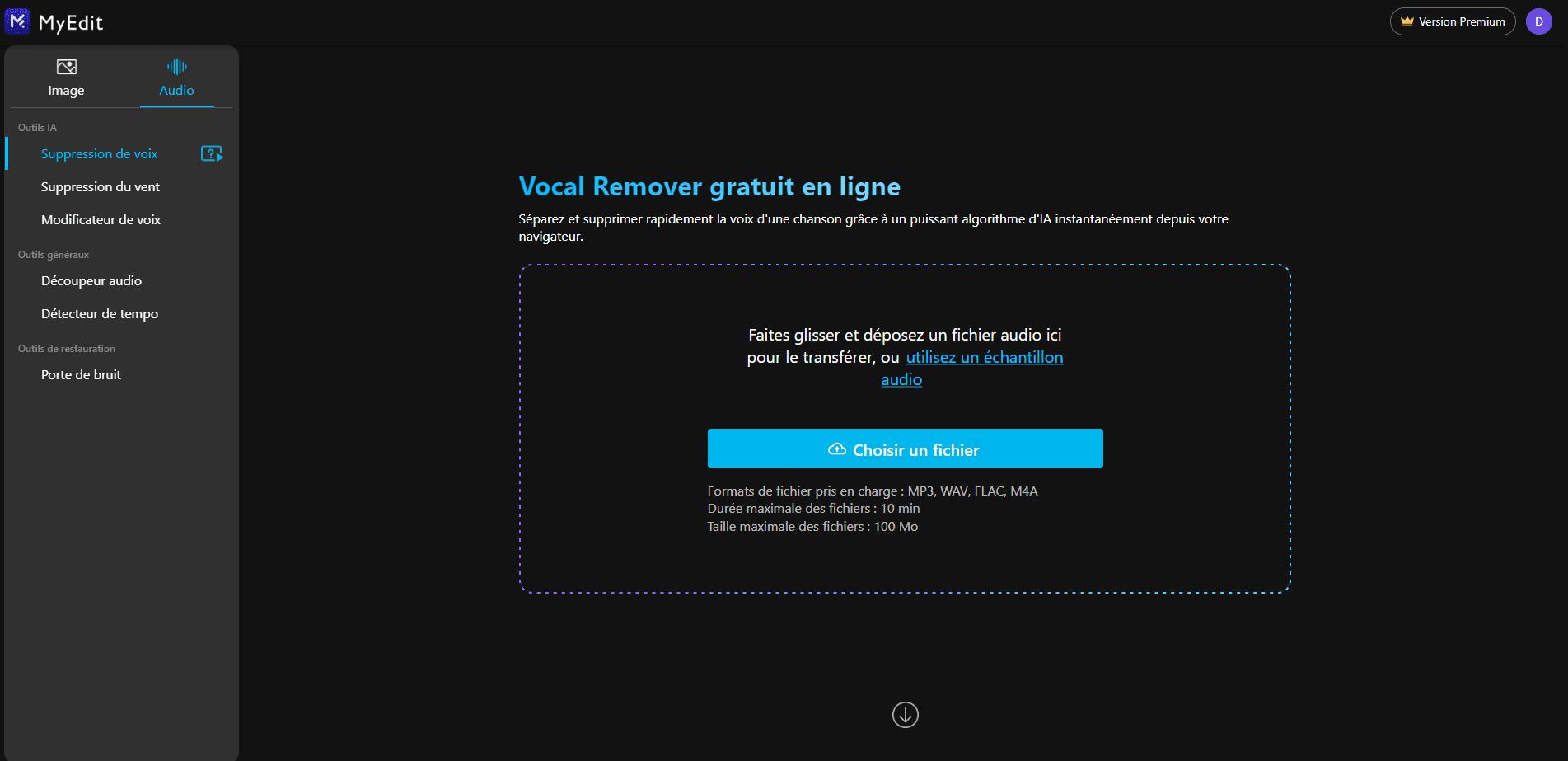 MyEdit Audio Interface - ajouter un fichier