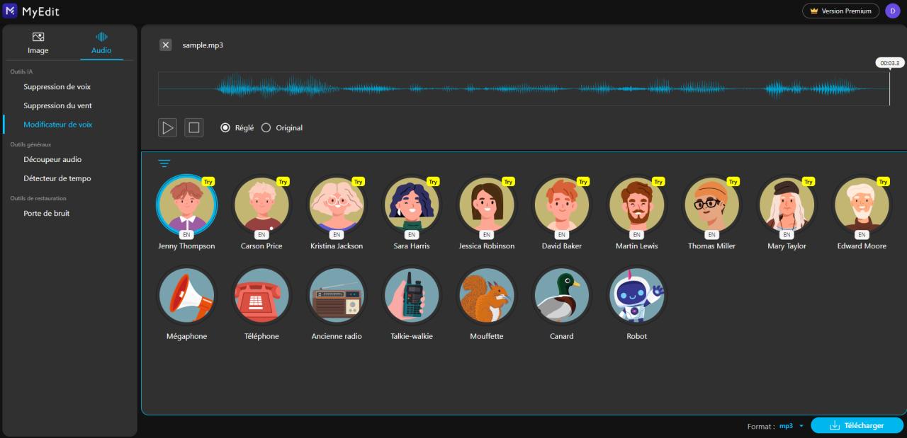 utiliser le transformateur vocal de MyEdit pour modifier sa voix en ligne