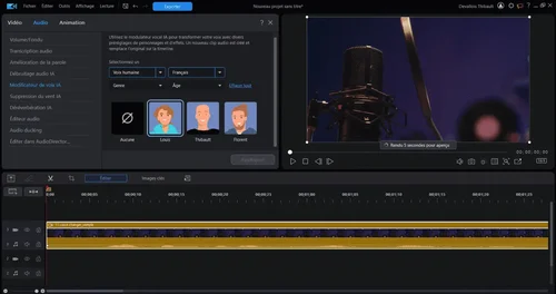 interface powerdirector pour modifer sa voix
