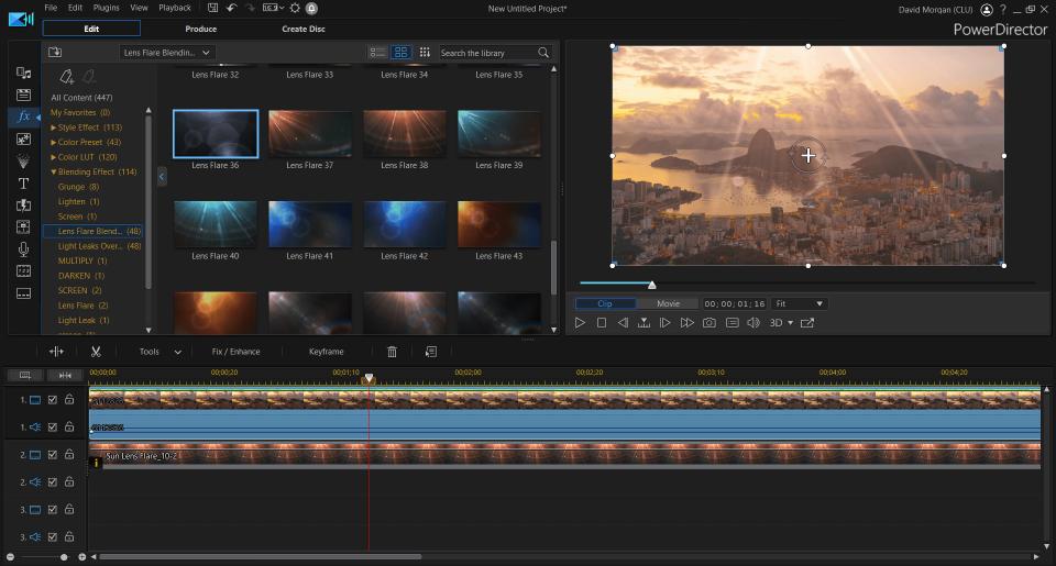 Lens Flare added to video in PowerDirector