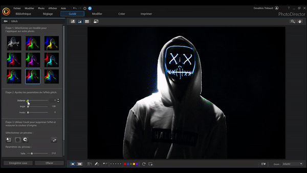 Personnaliser l'effet glitch