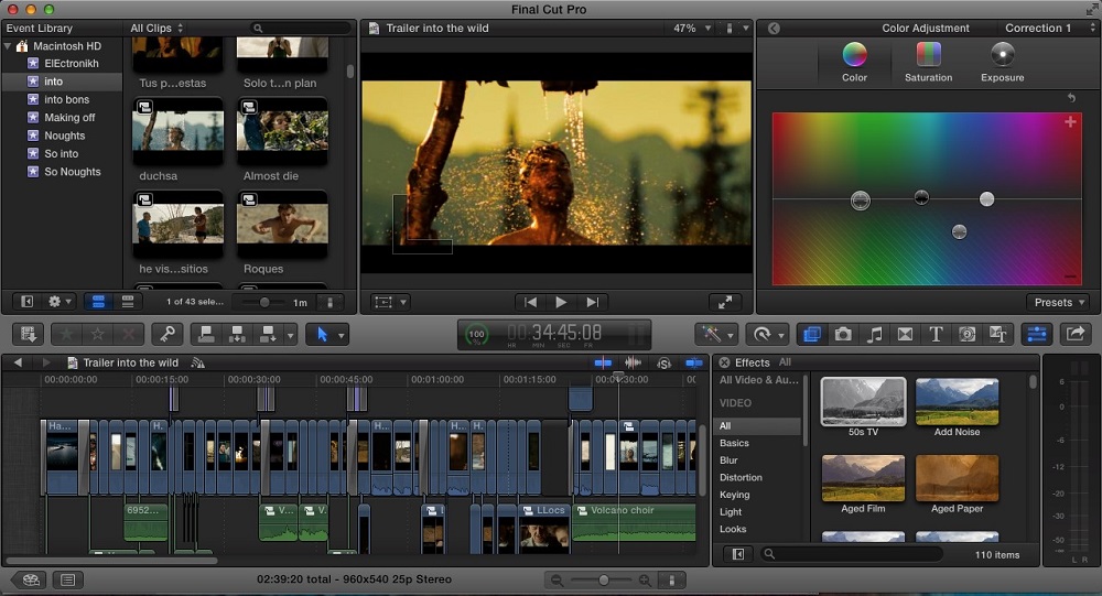 Final Cut Pro Benutzeroberfläche