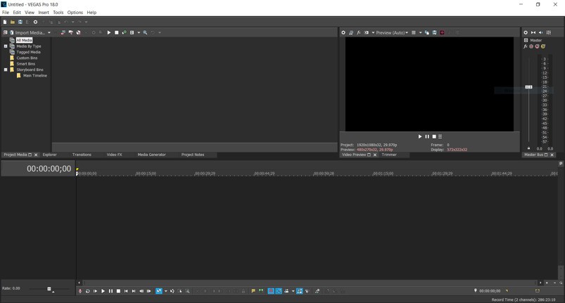 Vegas Pro interface