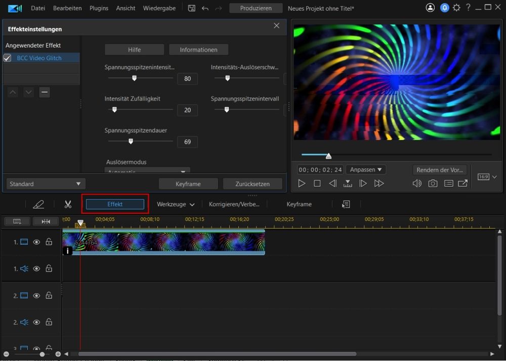 PowerDirector - Glitch Video Effect Anpassung