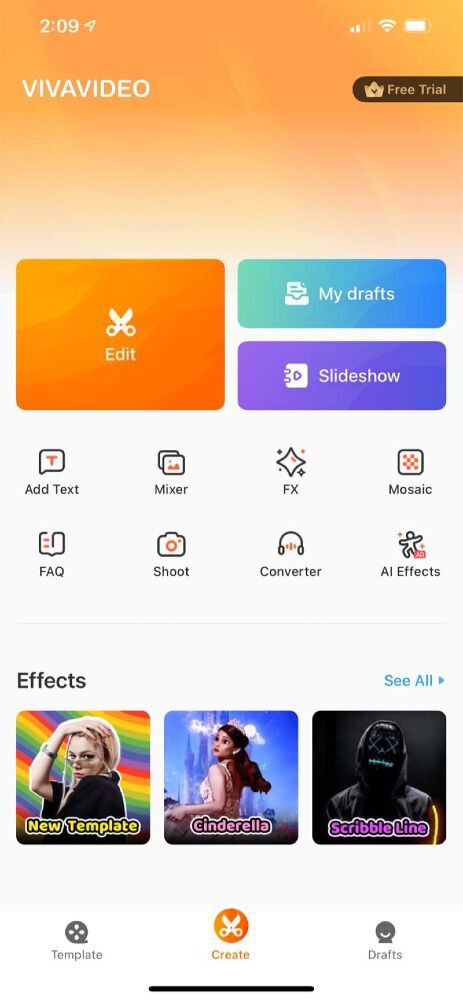 VivaVideo interface