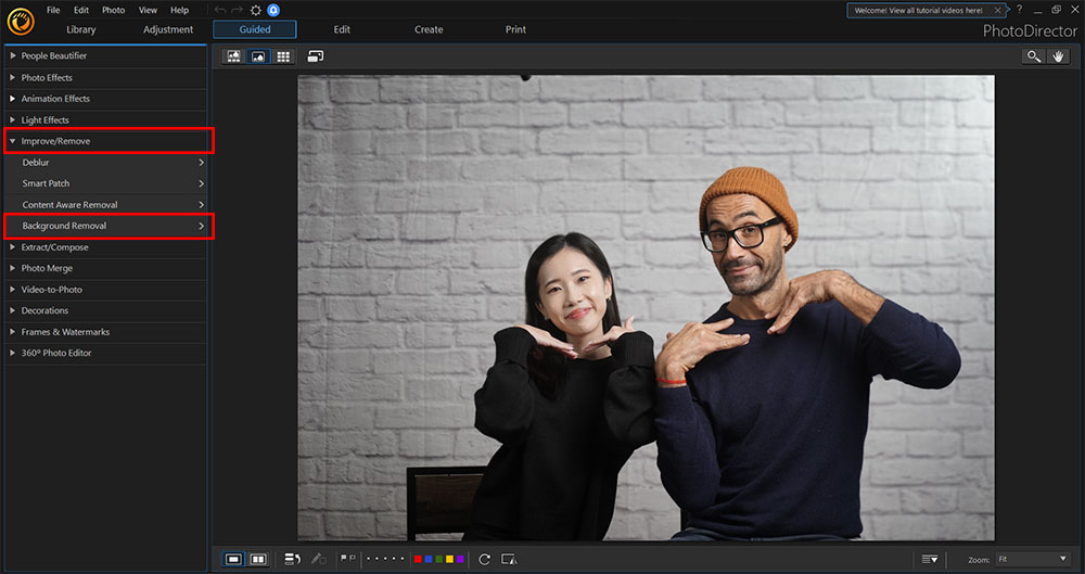 PhotoDirector Interface - Background Removal