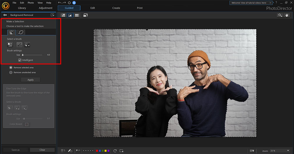 PhotoDirector Interface - Brush Tool