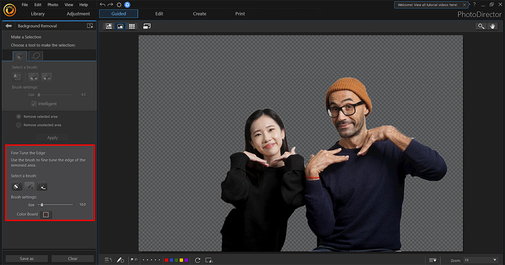 PhotoDirector Interface - Finetune Brush