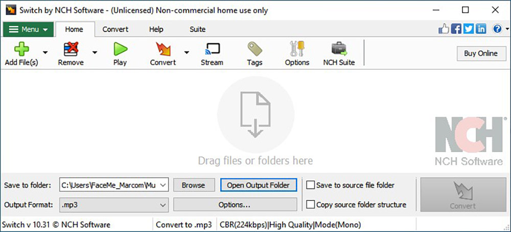 Switch Audio File Converter Interface