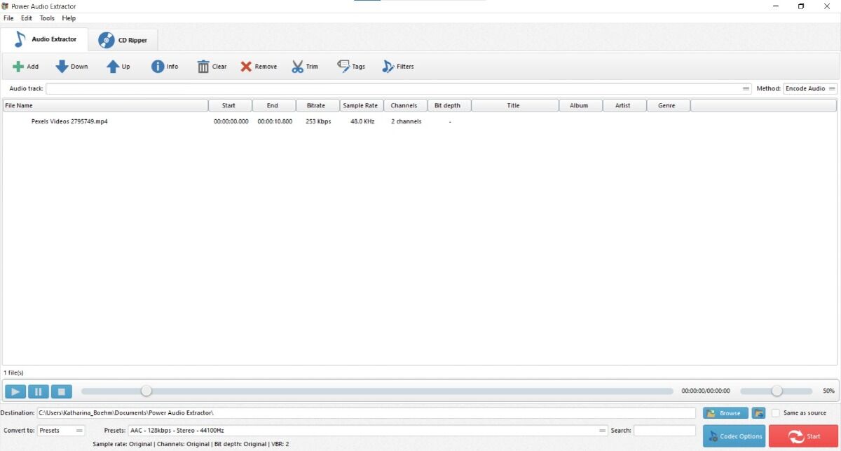 Power Audio Extractor Interface