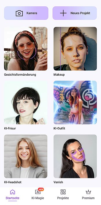 Vivid Glam - Video & Foto App mit Beauty-Retusche