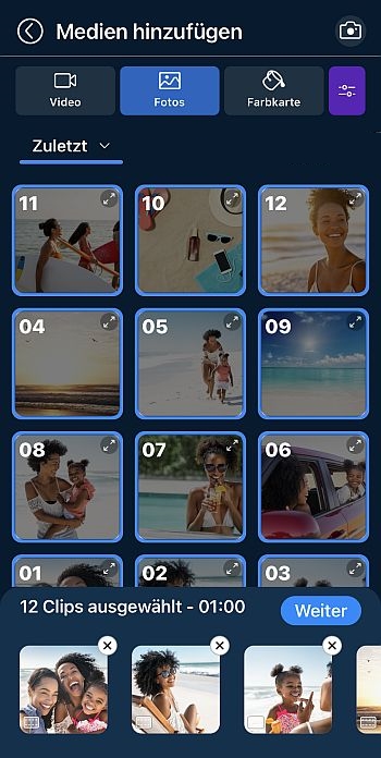 Bilder für den Foto-Film auswählen