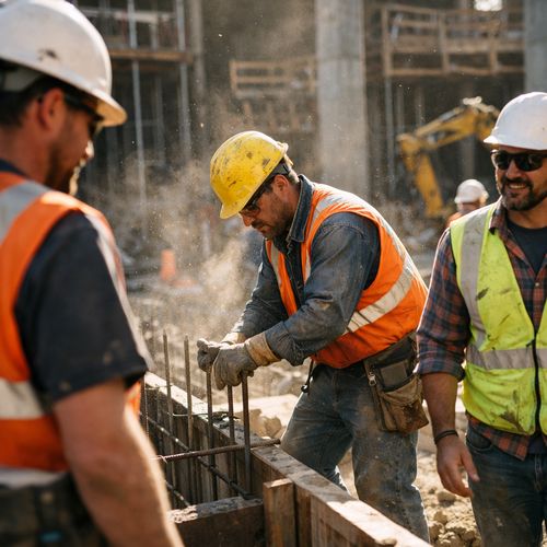 ChatGPT KI-Bild realistisches Bild einer Baustelle im Reportage-Stil