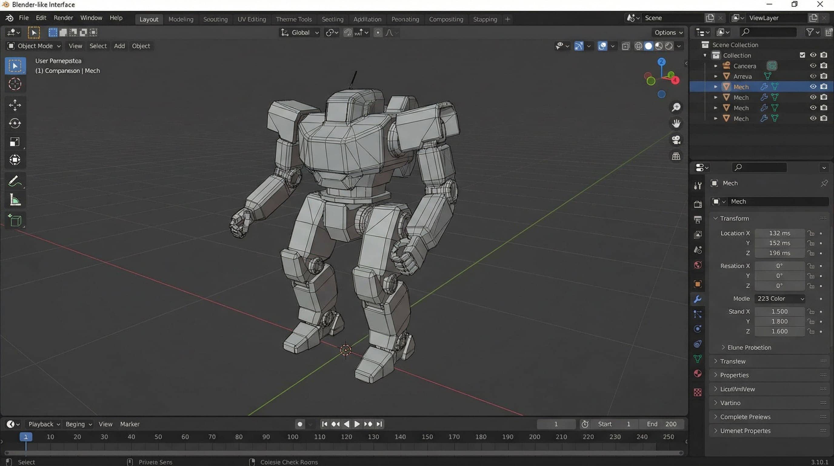 Blender 3D modeling interface