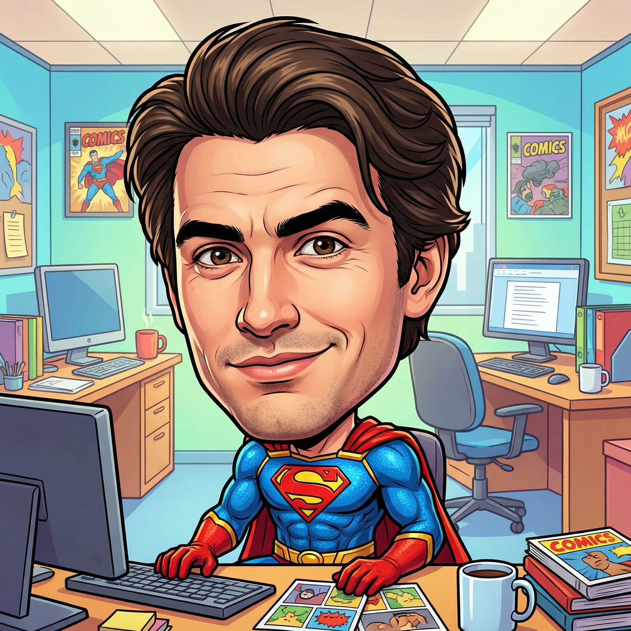 Tête énorme sur corps miniature - image IA Après