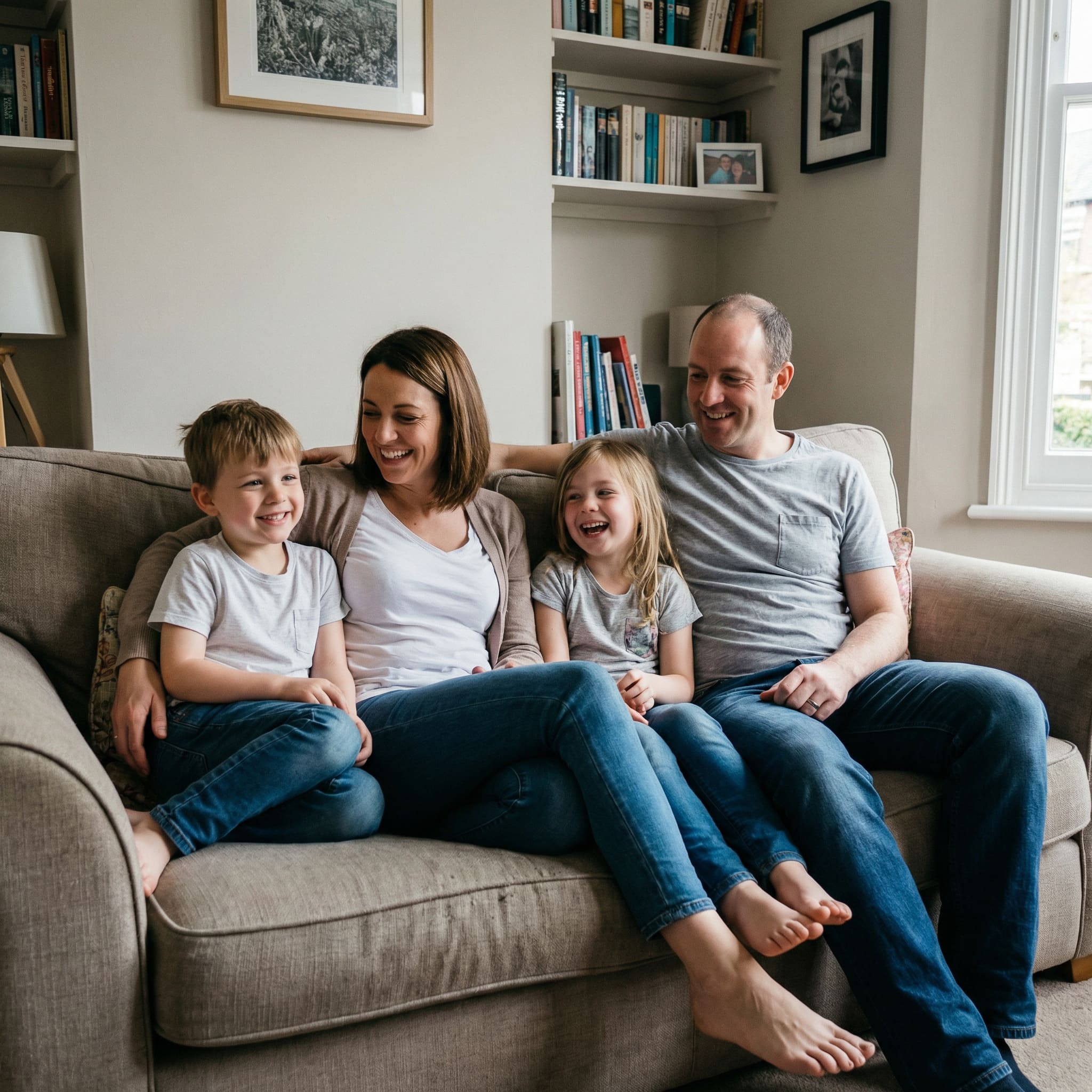 Original family photo before AI boho lifestyle transformation