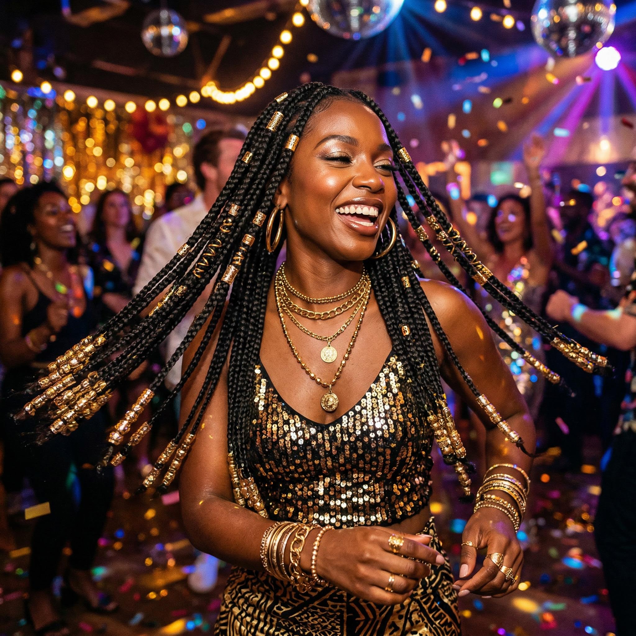 Braids with beads party hairstyle