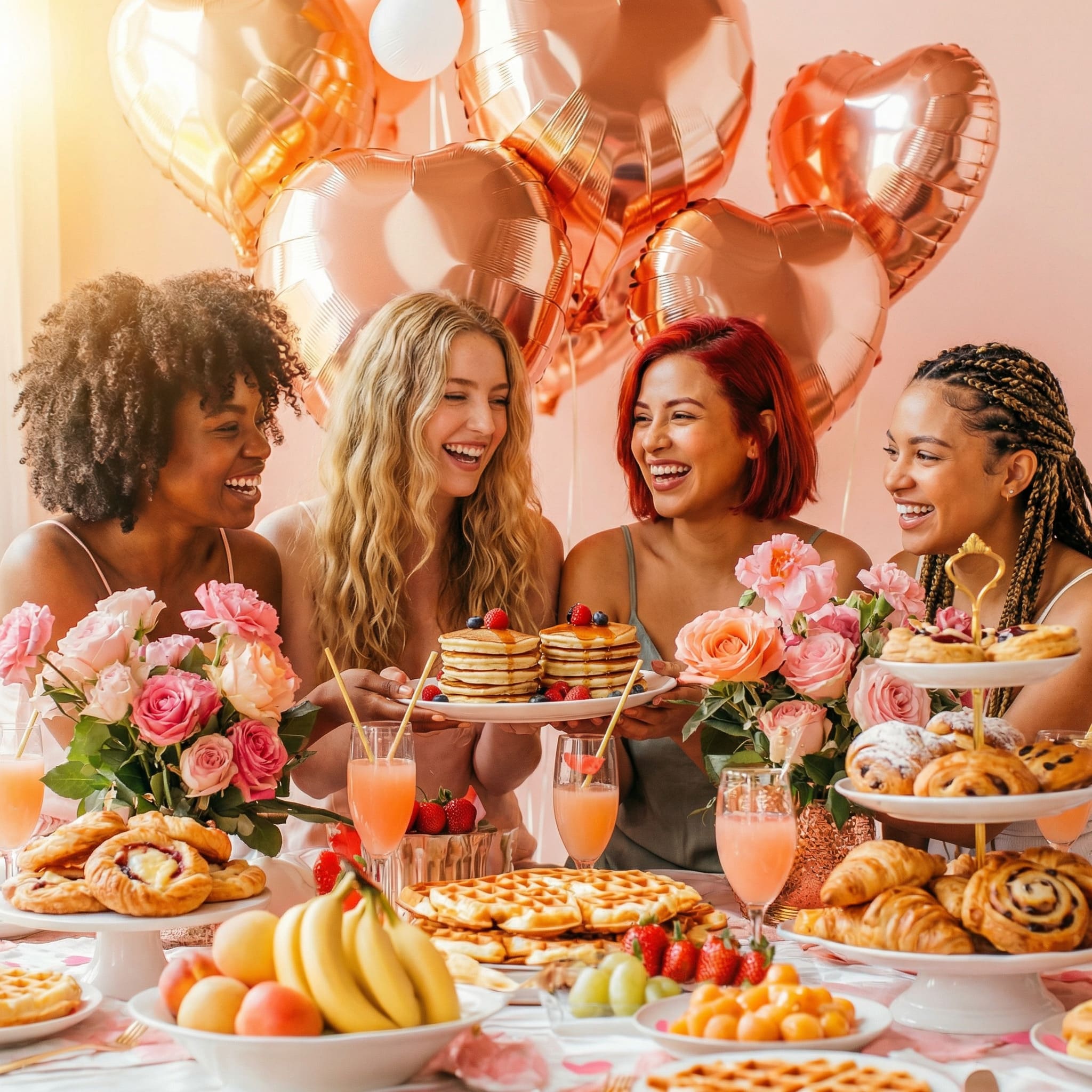 Galentine's Day Photo Ideas: Home DIY & AI Creations - Brunch Spread