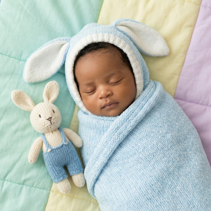 Easter Infant Photo Shoot Ideas - Bunny Ear Blanket