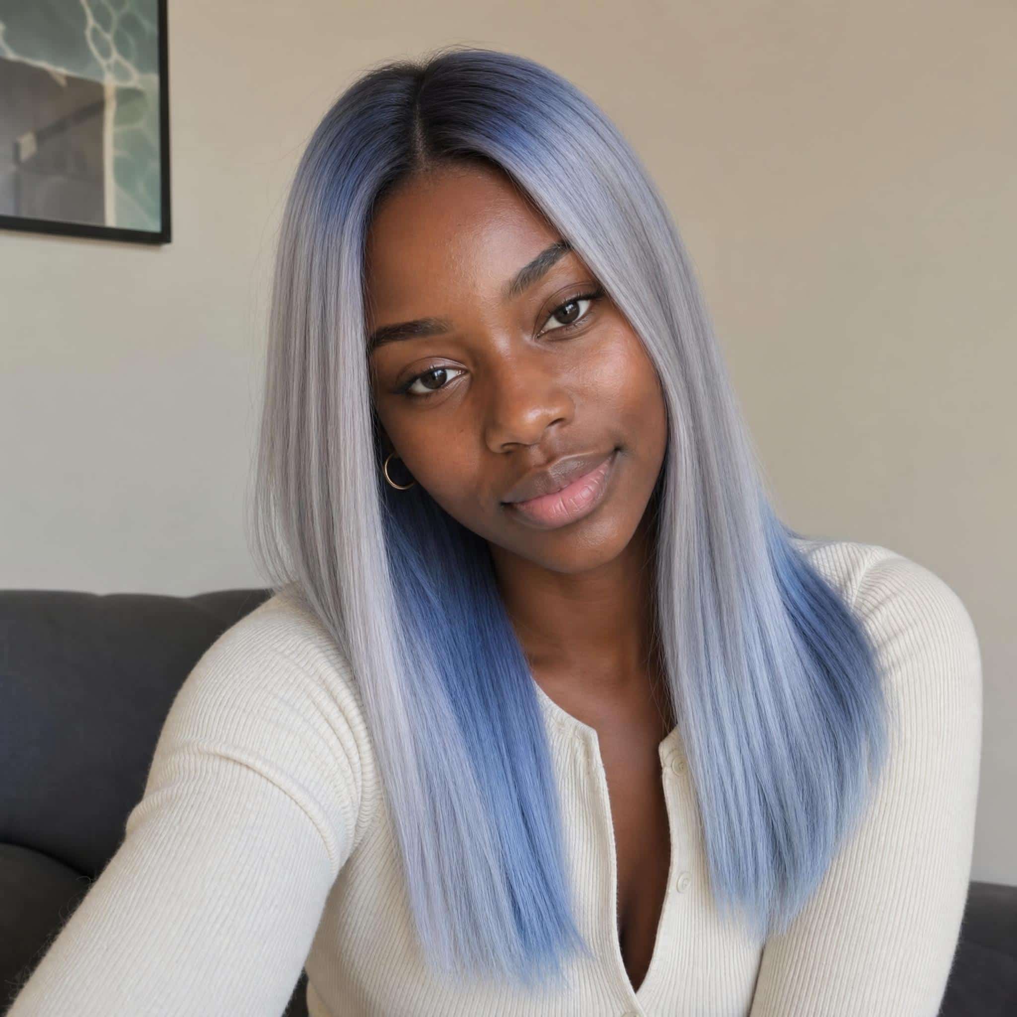 Imagen de cabello Azul plata