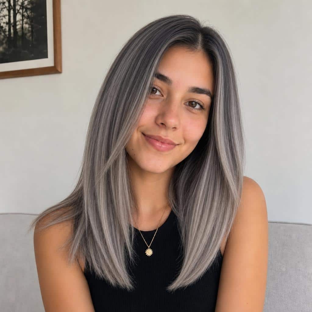 Imagen de cabello gris ceniza natural