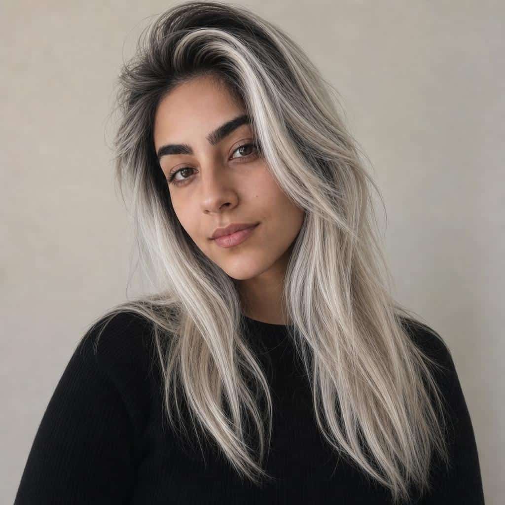 Imagen de cabello gris con raíces oscuras