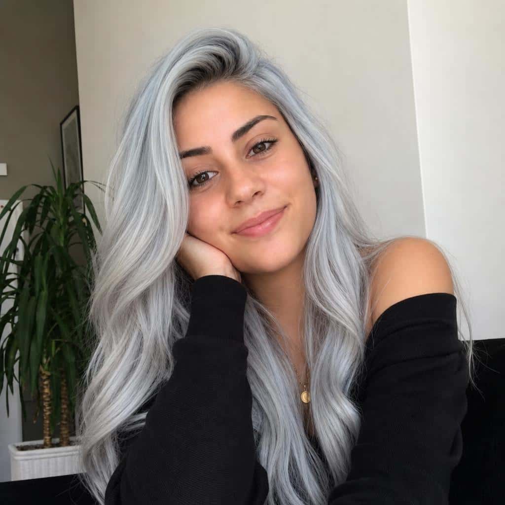 Imagen de cabello plata brillante