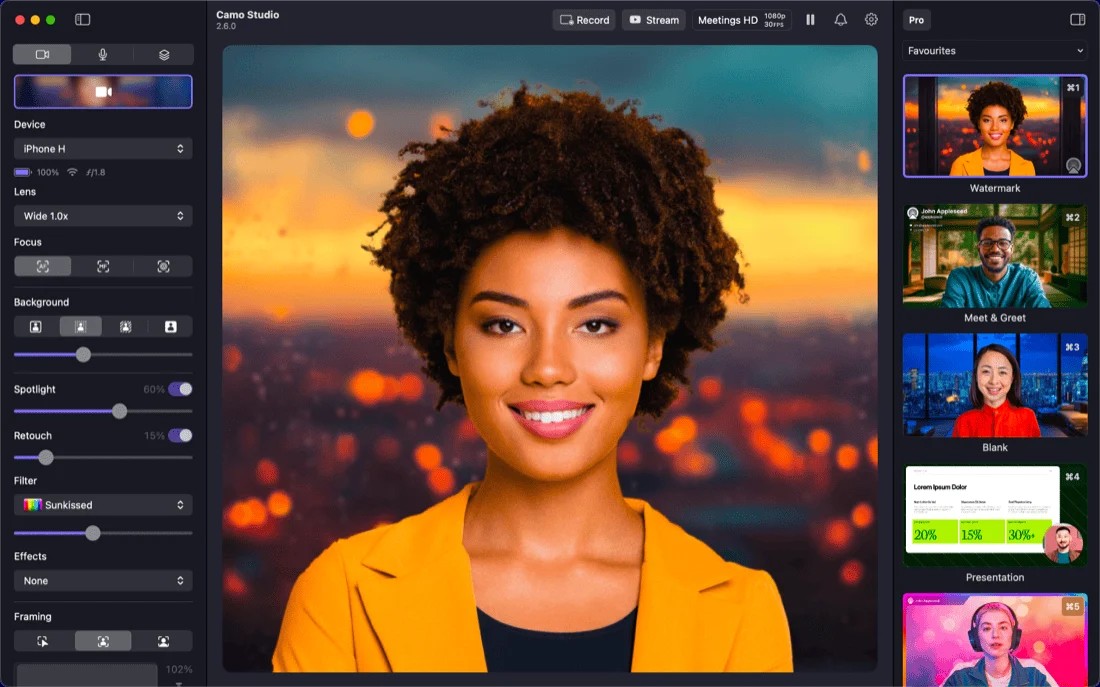 Camo Studio Interface