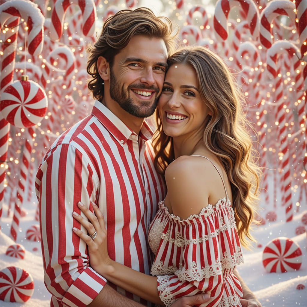 AI-generated candy cane themed image