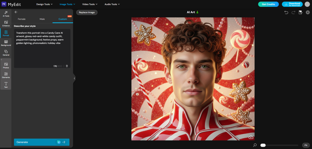 Generated Candy Cane AI image