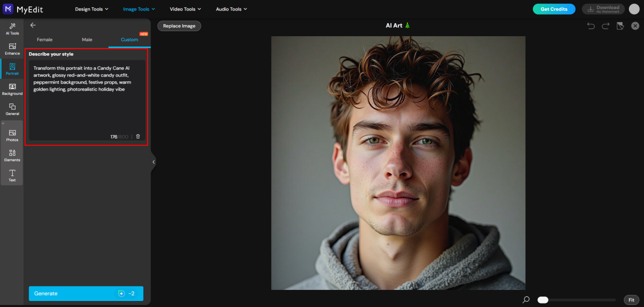 Type Candy Cane AI prompt