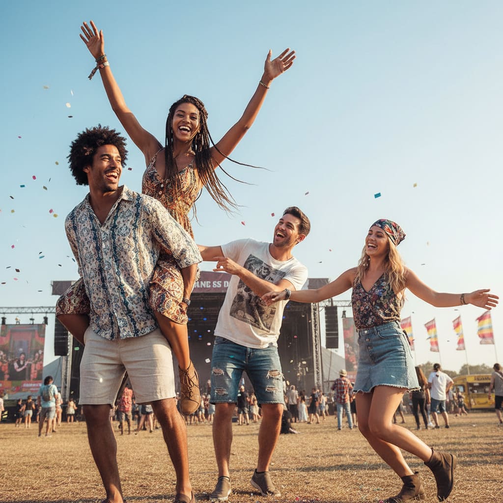 Groupe d’amis avant déguisements extravagants