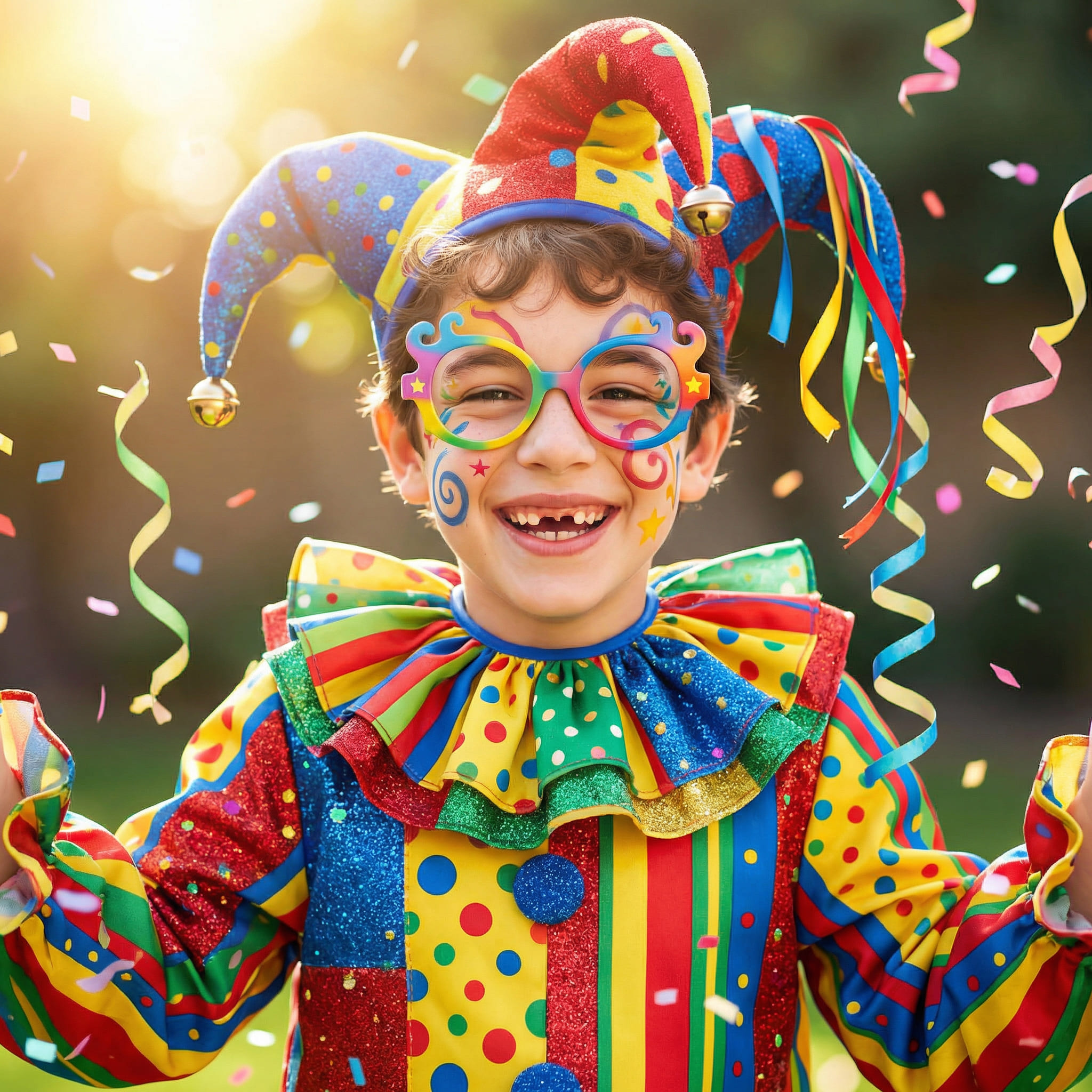 Portrait d’enfant avec déguisement de carnaval généré par IA