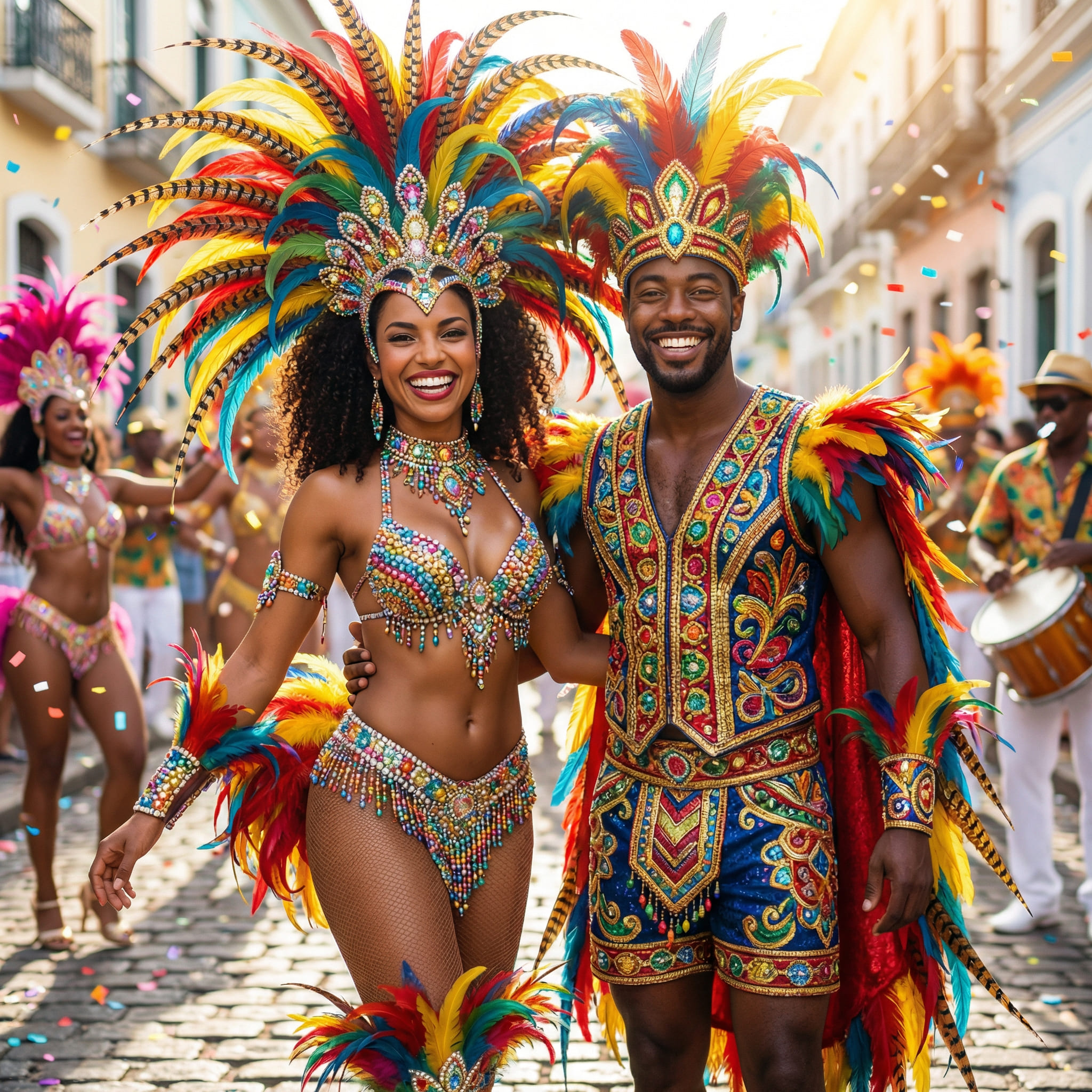 Couple en costumes traditionnels brésiliens générés par IA