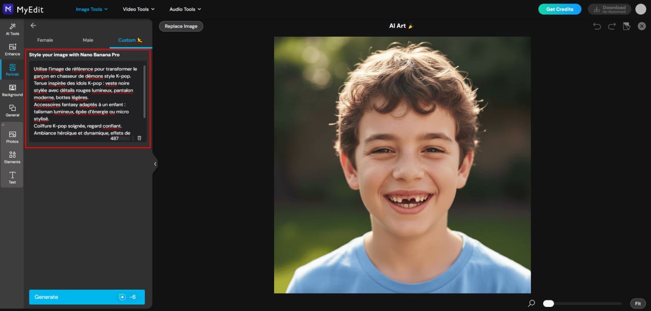 Saisir un prompt carnaval en image-to-image avec l’IA