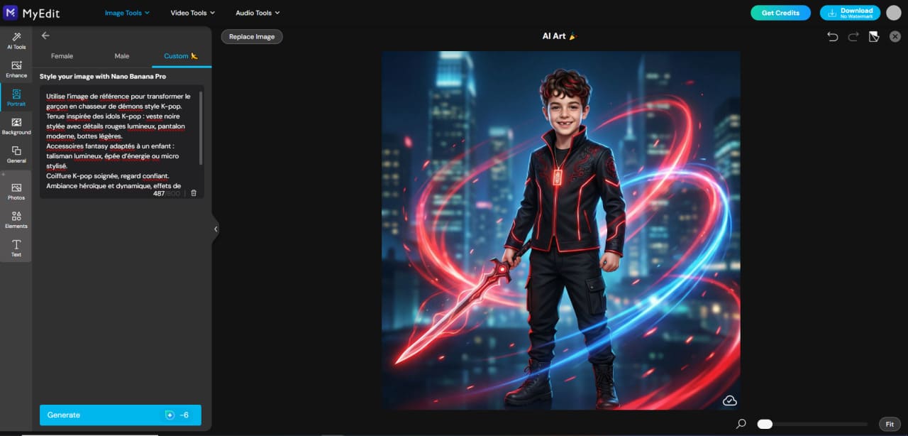 Image de carnaval générée avec IA à partir d'une photo