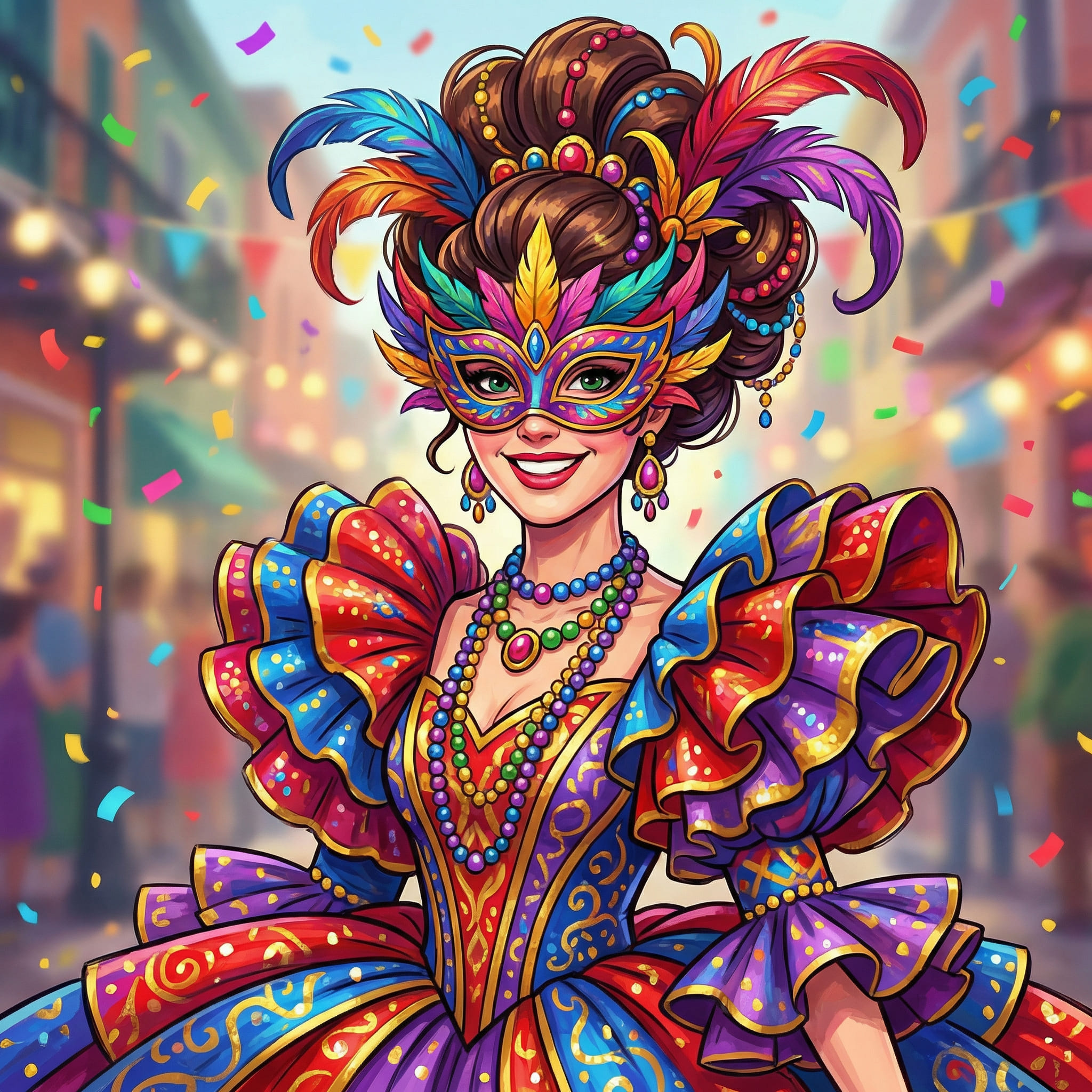 Portrait solo en costume cartoon de carnaval généré par IA