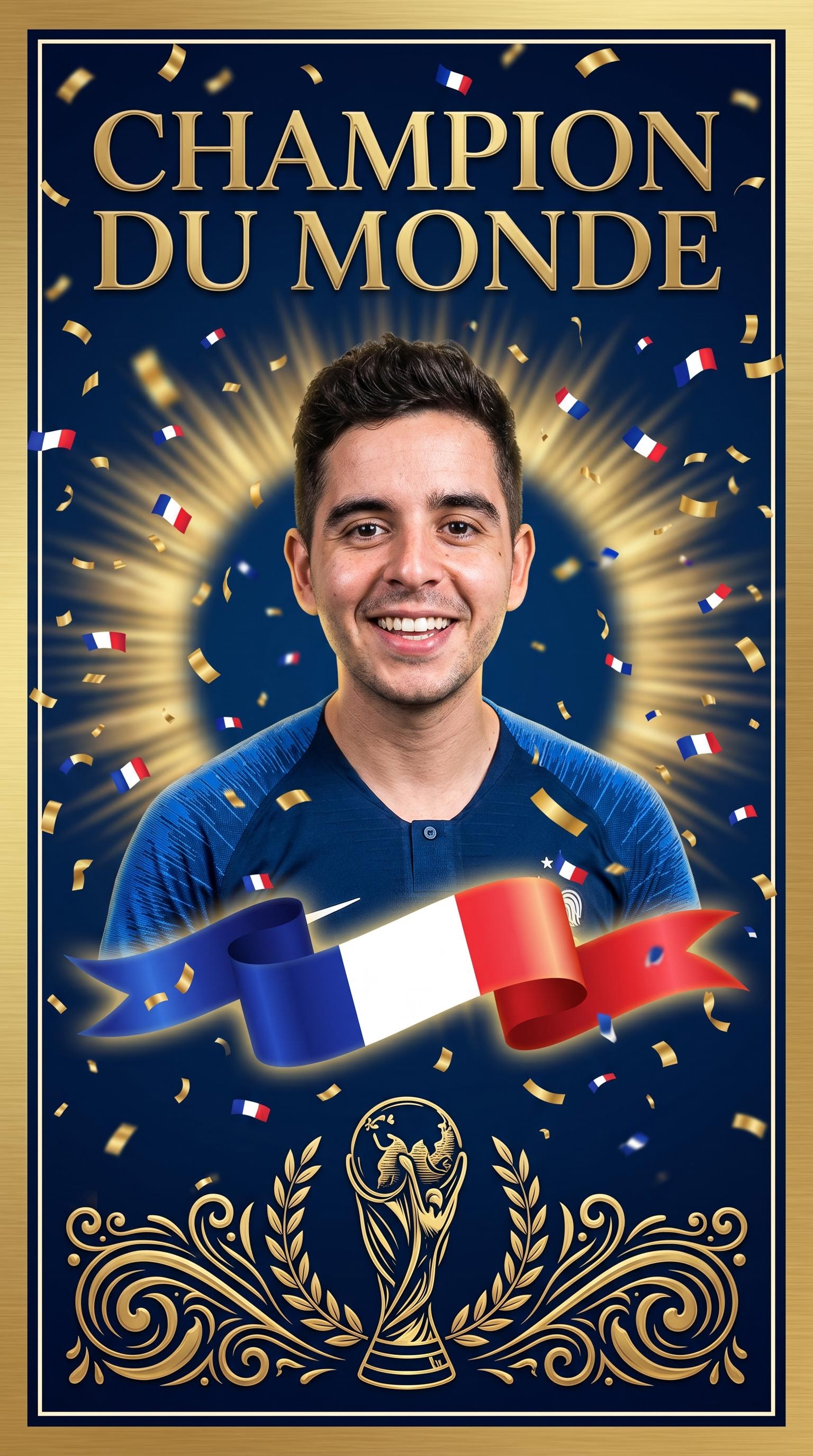 Carte de foot Coupe du Monde édition champion du monde ultra rare, générée par IA