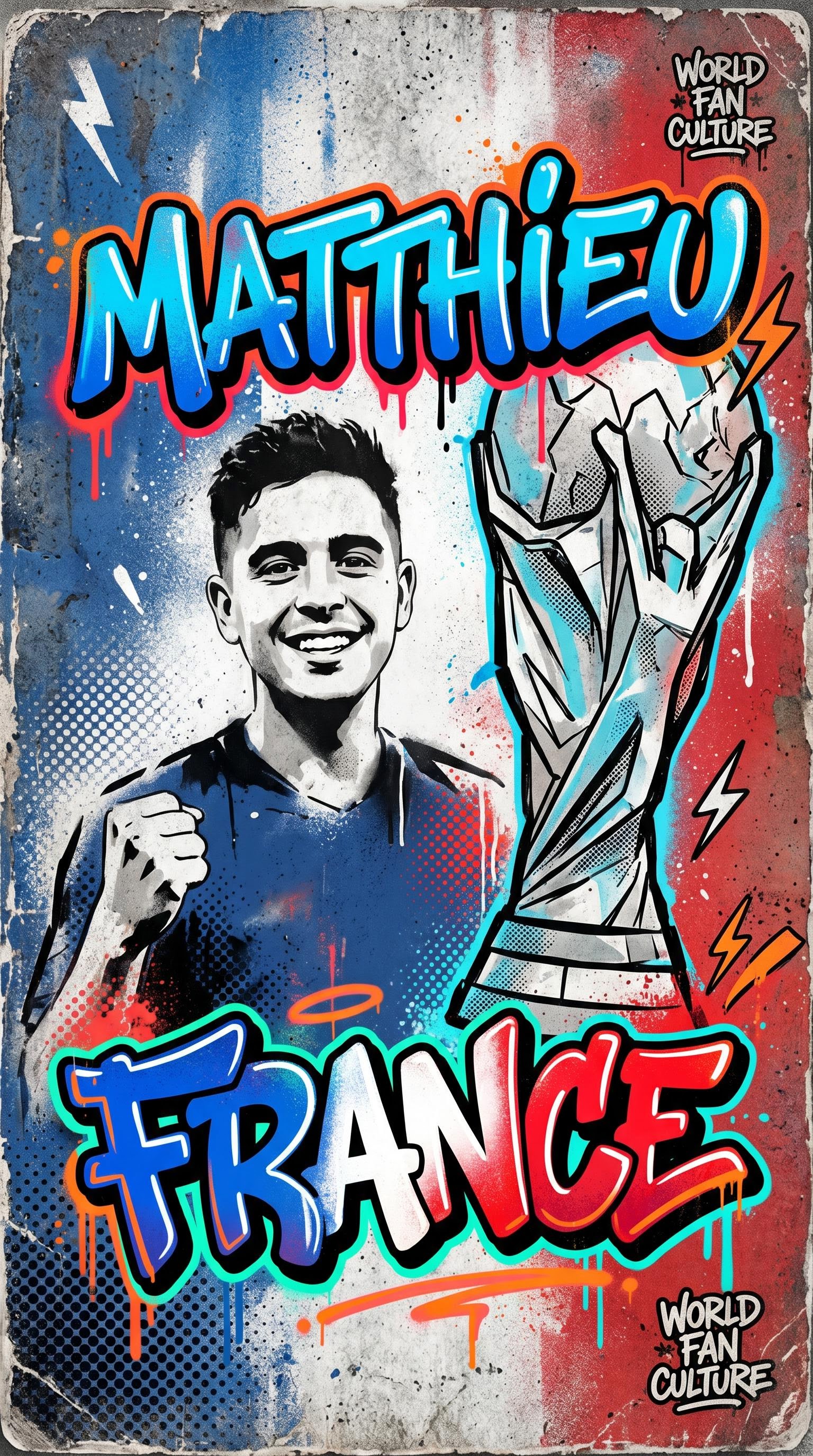 Carte de foot Coupe du Monde fan street art culture urbaine, générée par IA