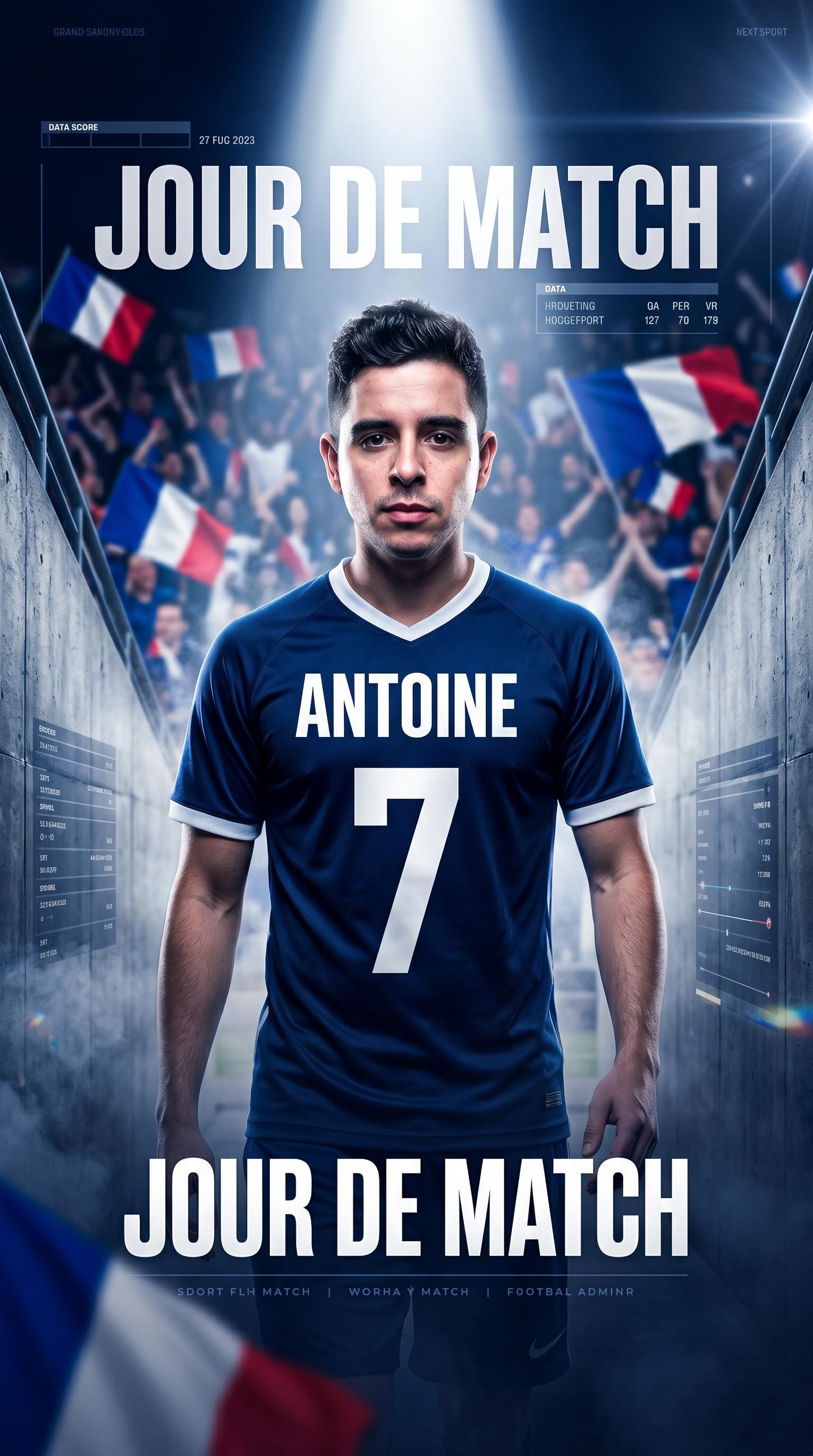 Carte de foot Coupe du Monde tunnel avant-match style cinématographique, générée par IA