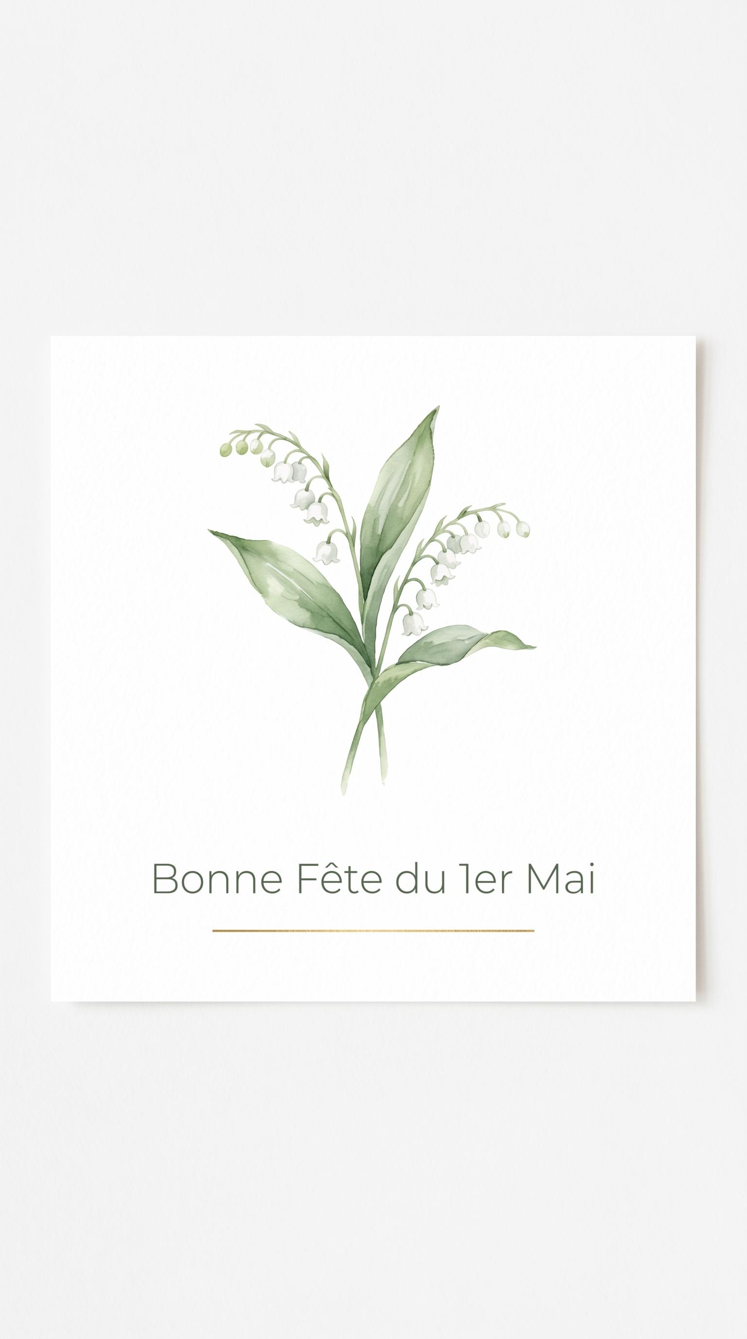 Carte aquarelle minimaliste pour le 1er mai, générée par IA