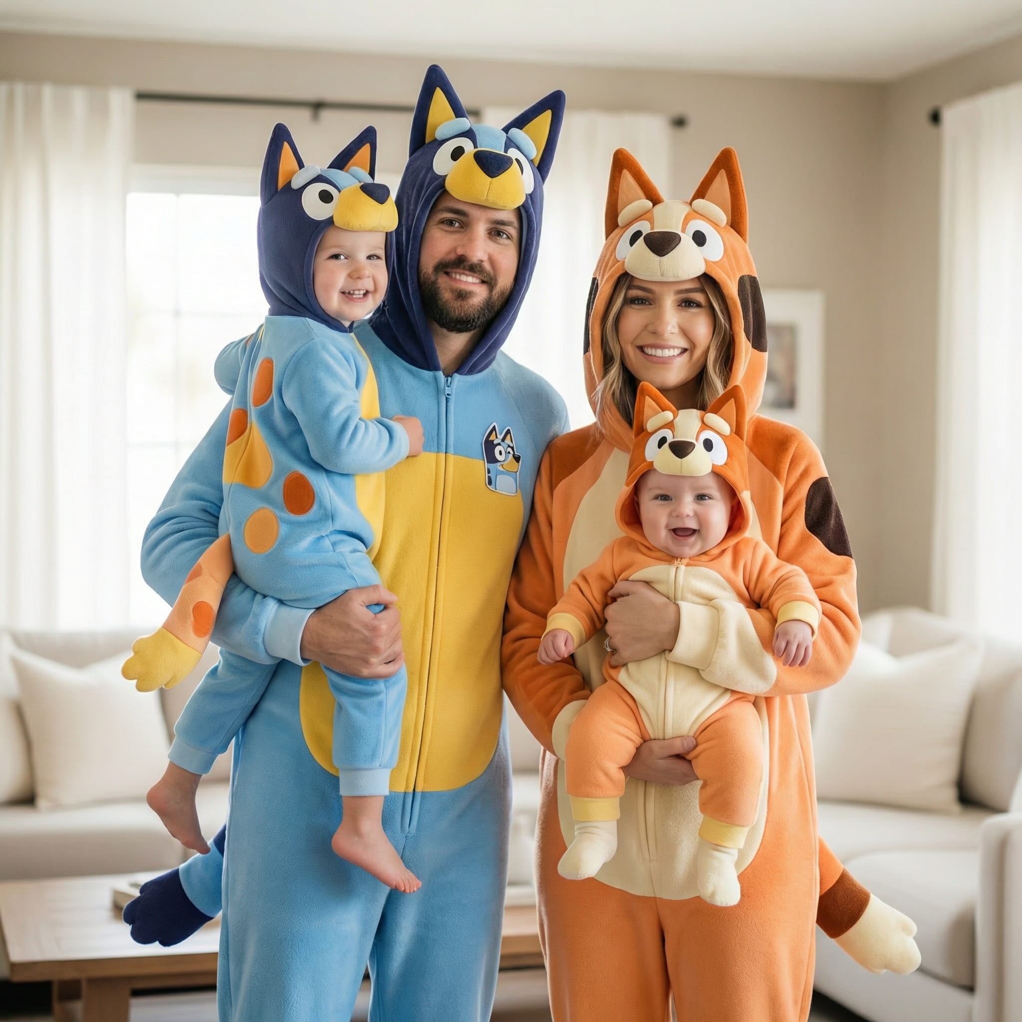 Famille en costumes cartoon générés par IA