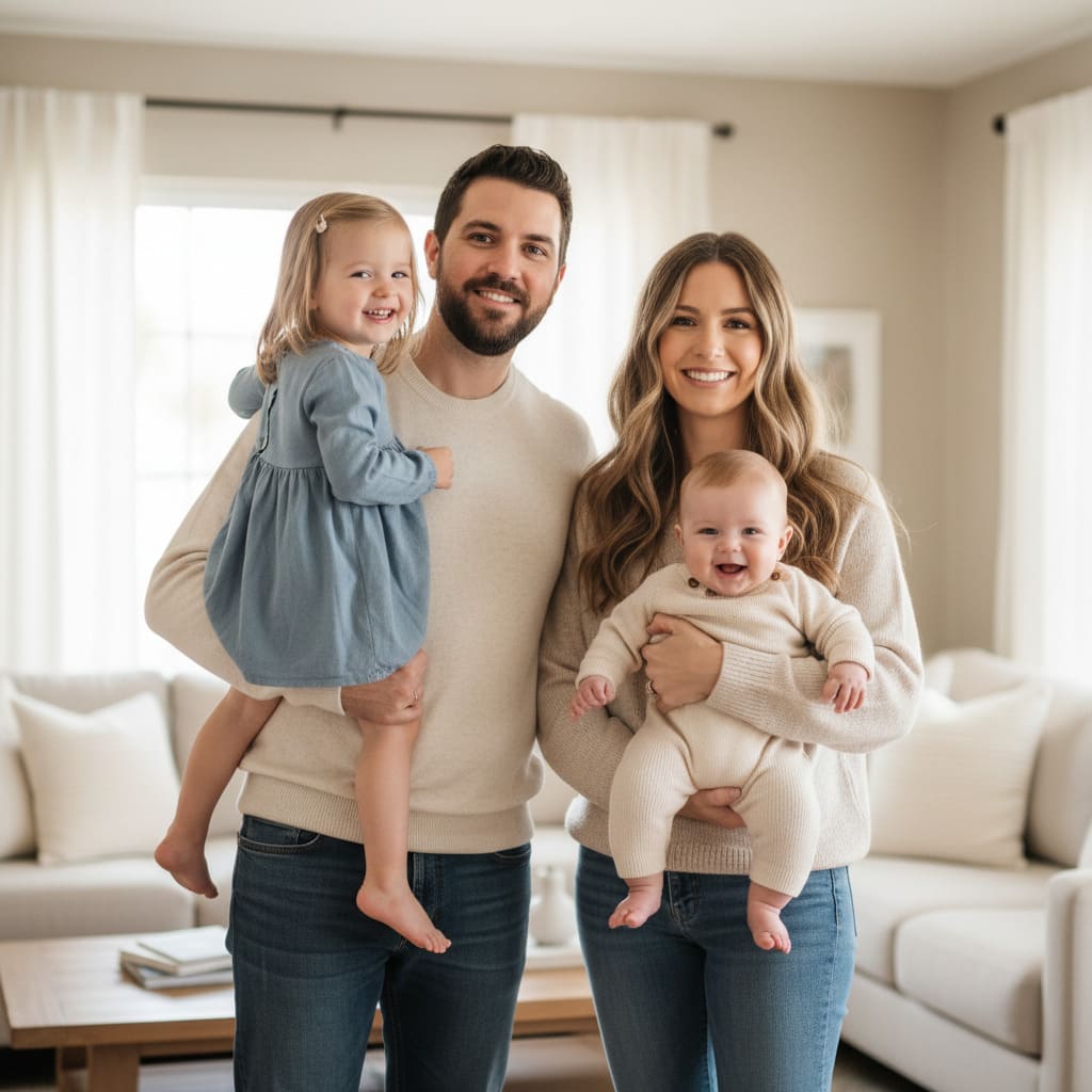 Famille avant transformation en personnages cartoon