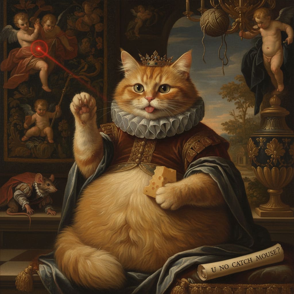 Cat Memes in Renaissance Style AI Image
