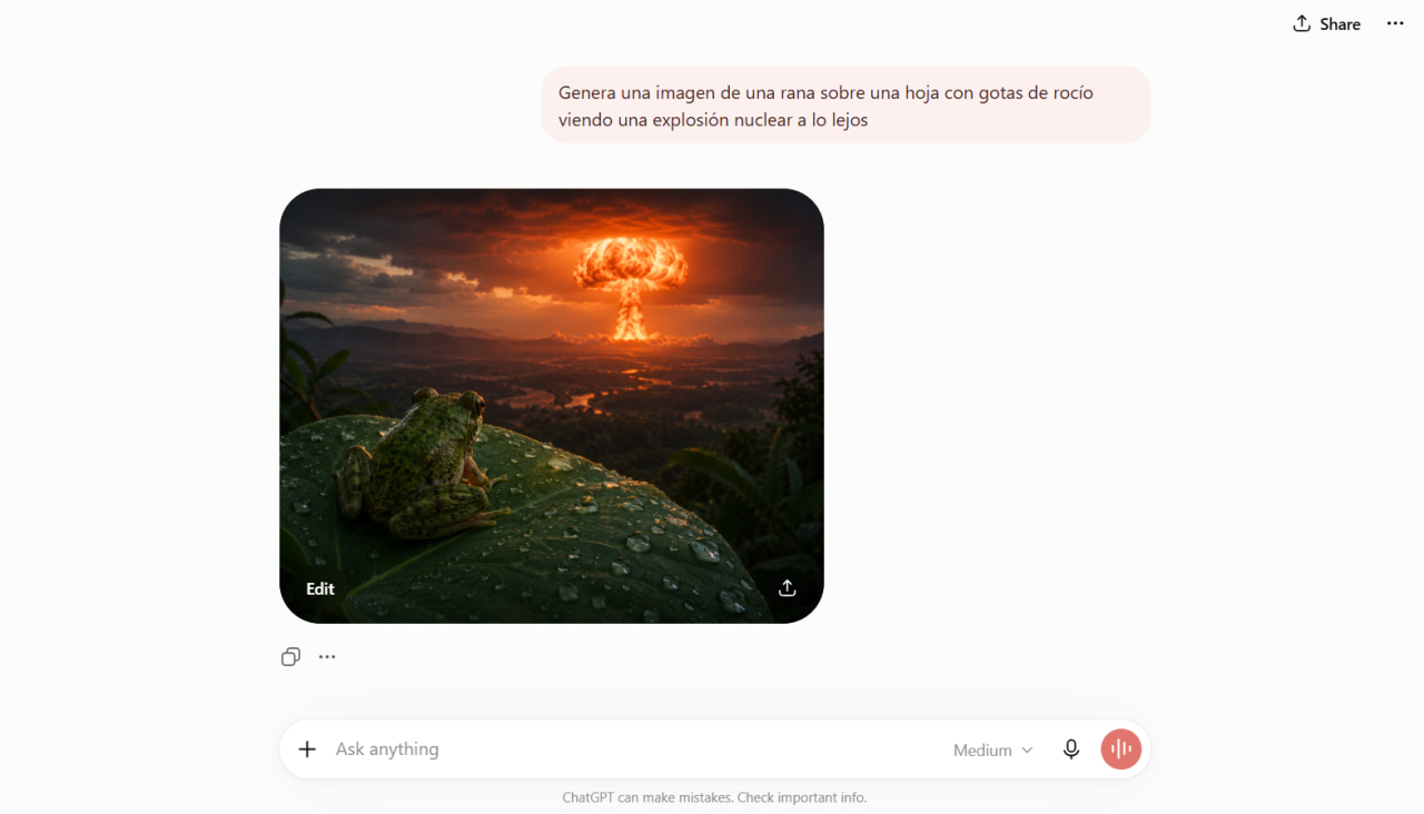 ChatGPT generando una imagen con GPT Image 2